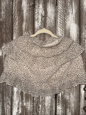 Alter’d State Women’s/Juniors Cream Leopard Ruffled Skirt